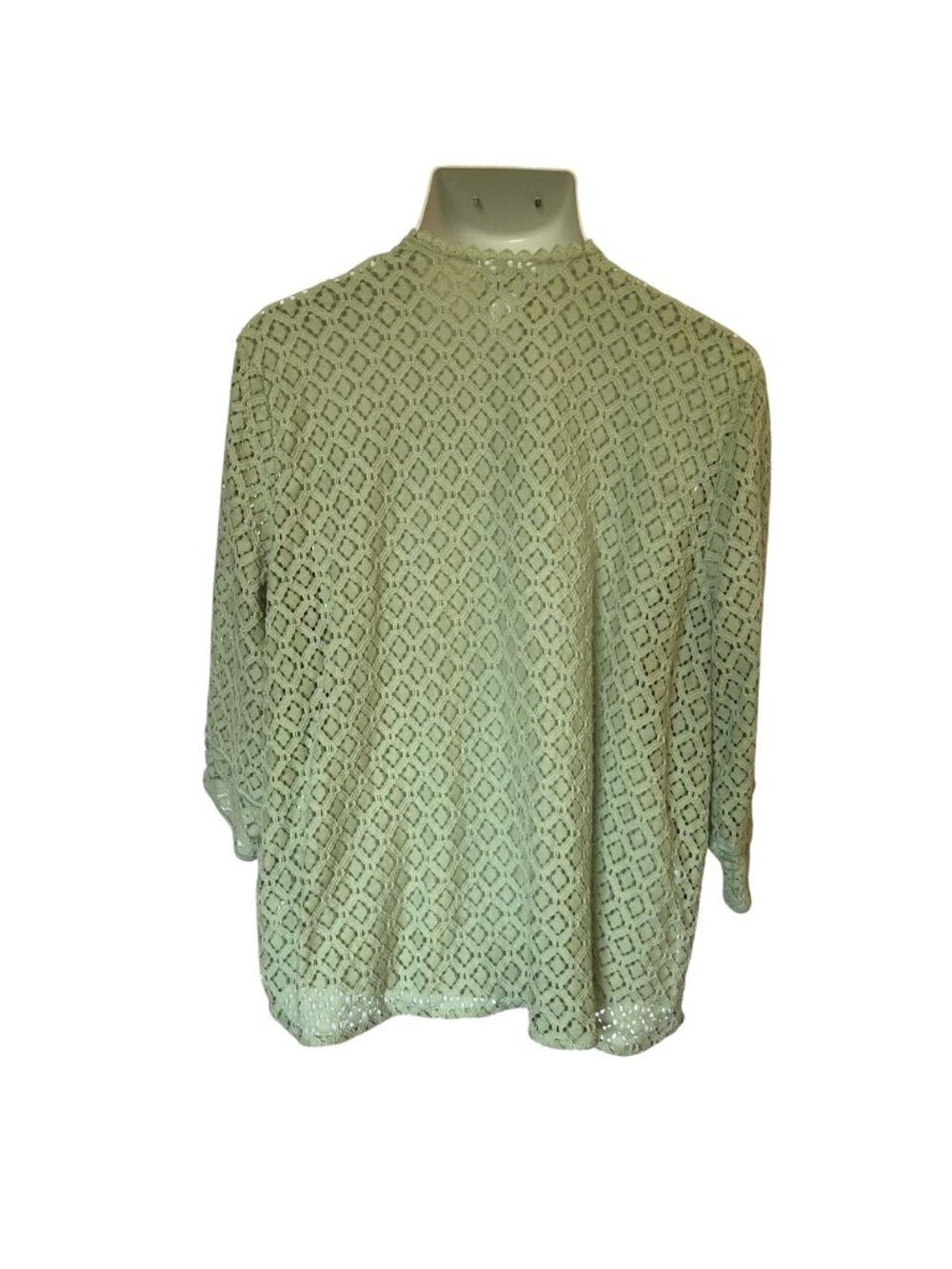 Alfred Dunner 2X Kimono Style Cardigan Green Lace Open 3/4 Sleeve - Picture 6 of 16